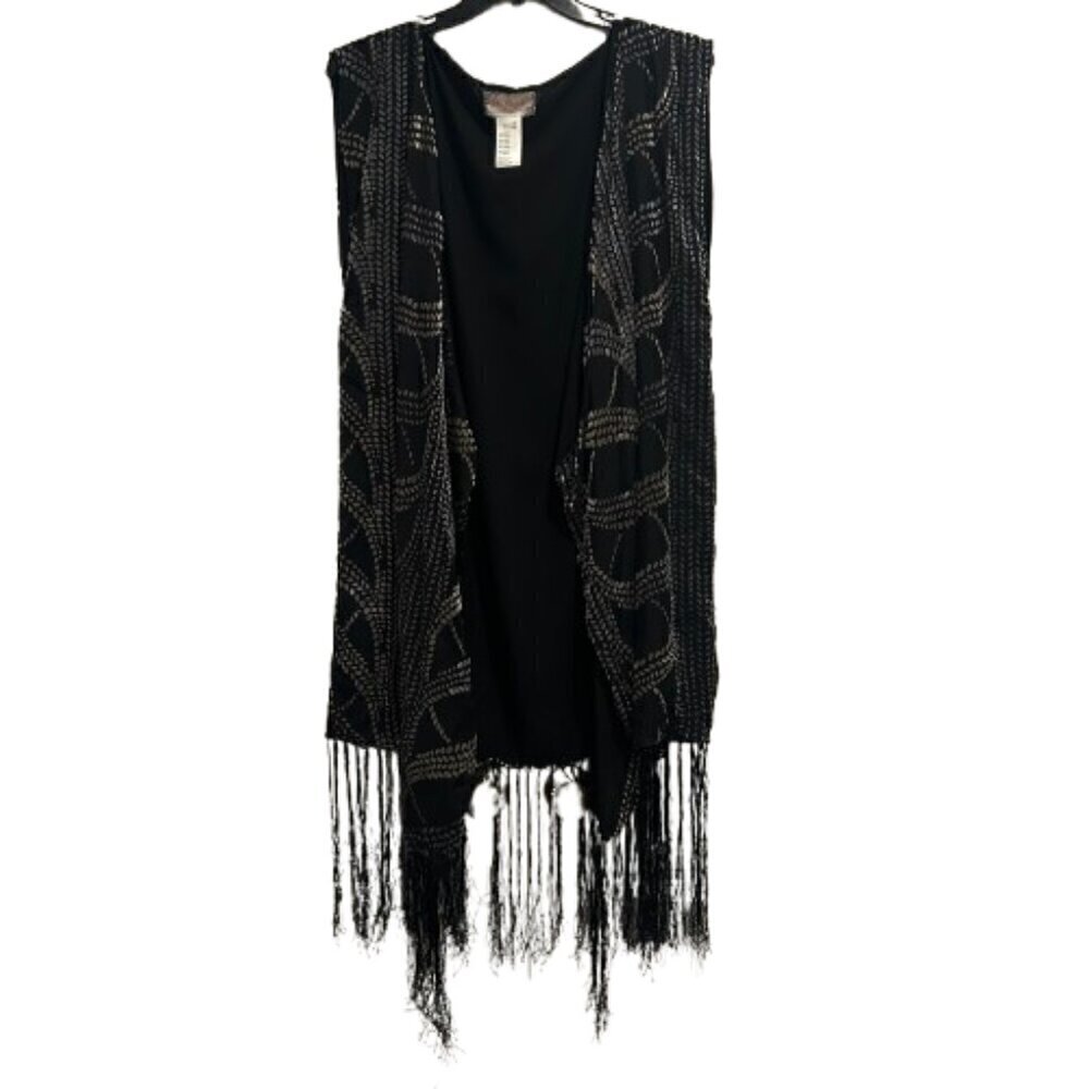 Free People Women’s Black and Silver Kimono Duster One size